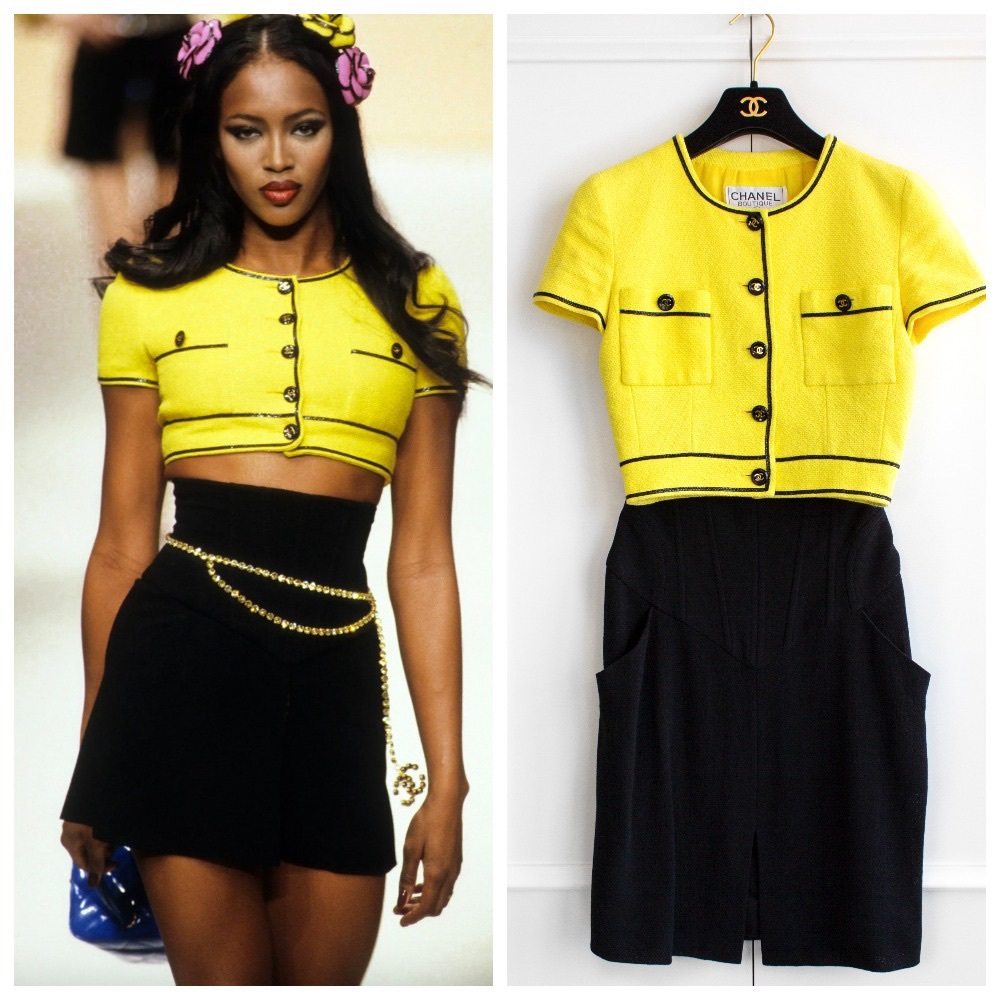 Chanel Yellow Short-Sleeve Cropped Jacket